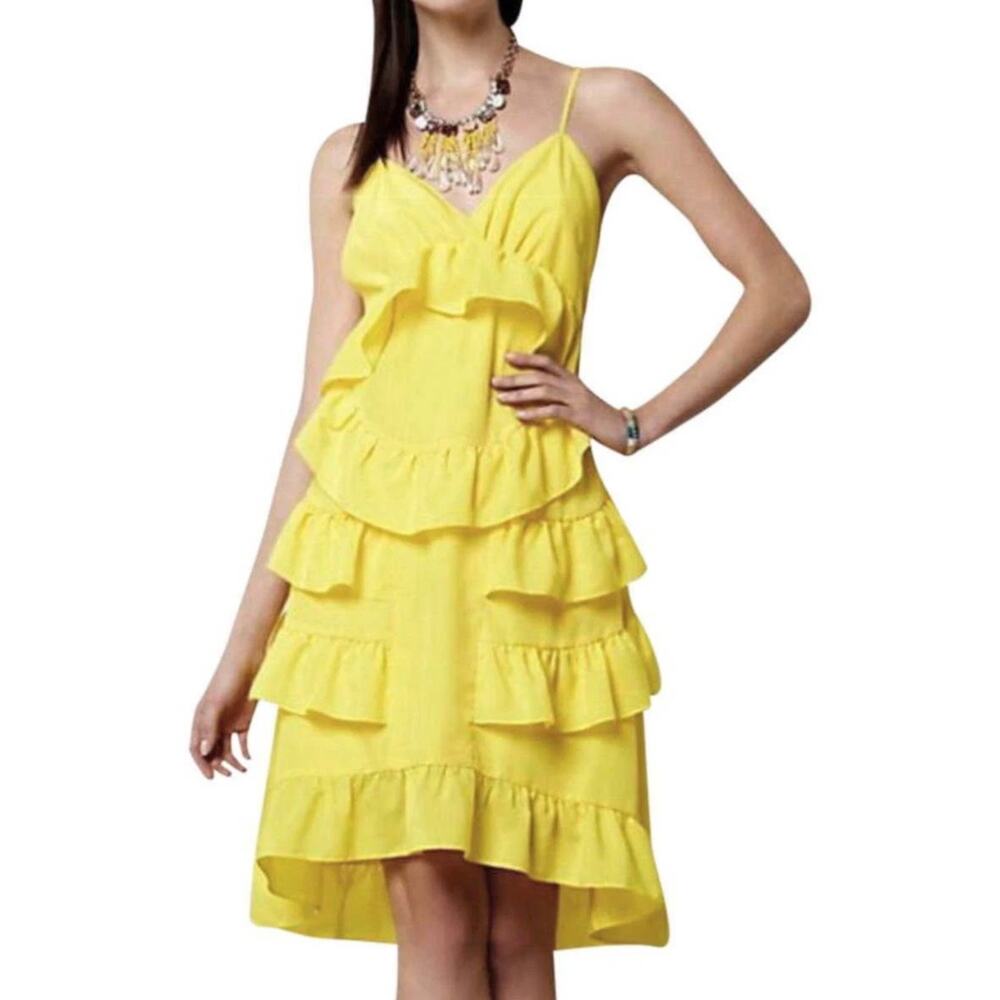 Anthropologie by Chris Benz Sunny Yellow Tiered Ruffled Dress Size 8
